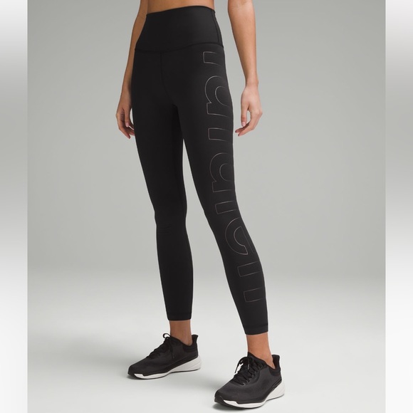Wunder Train 25” HR tight with lululemon graphic size 4 black - Picture 1 of 8